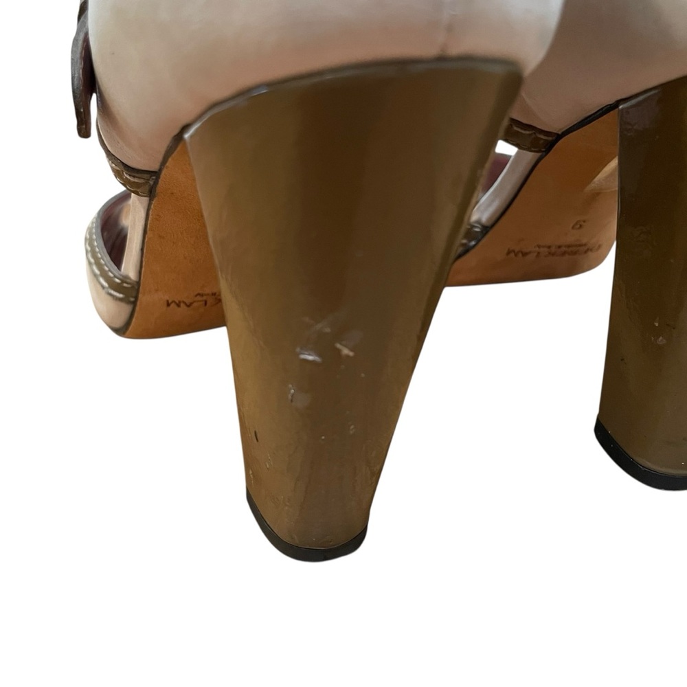 Derek Lam Two-Tone Peep Toe Block Heel Sandals Beige Brown Women’s Size 9 - Picture 5 of 11